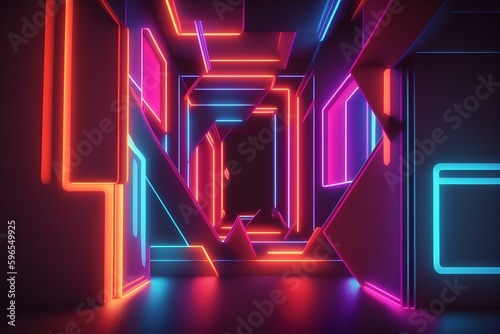 Neon Light Background,Glowing Neon Background,Neon Abstract,Glow Neonbakgroun by Geneerative AI