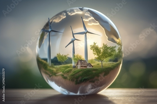 World environment and earth day concept with glass globe and eco friendly enviroment © erika8213