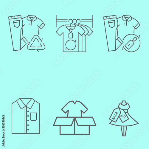 Set icon. Clothing Discount clothes. T shirts. Vector illustration 