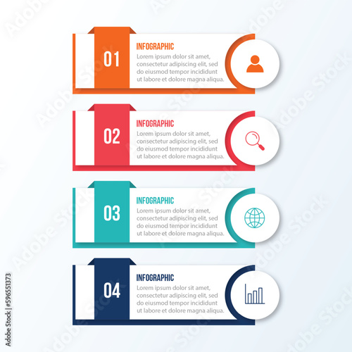 Modern vector abstract step lable infographic elements.can be used for workflow layout, diagram, number options, icons for 4 options, web design.