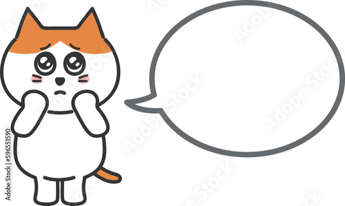 The orange tabby cat requests something with a speech bubble, a vector illustration.