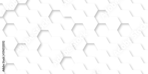 3d Hexagonal structure futuristic white background and Embossed Hexagon   honeycomb white Background  light and shadow  Vector.  