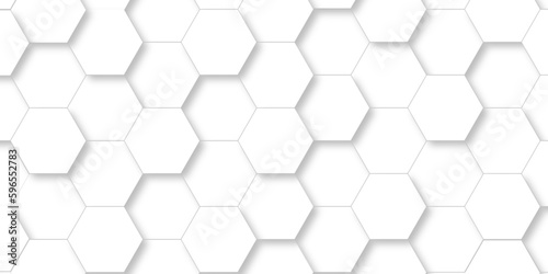 Background with hexagons 3d Hexagonal structure futuristic white background and Embossed Hexagon , honeycomb white Background ,light and shadow ,Vector. 