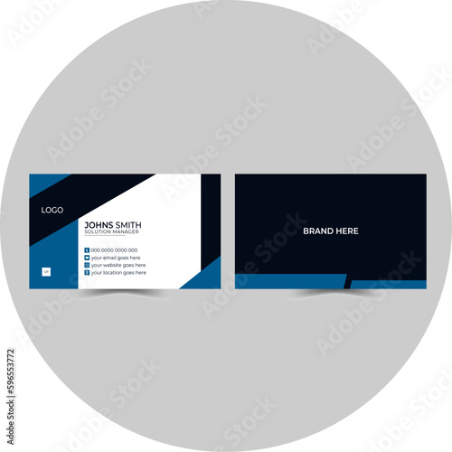 Double side business card design template without company logo. Business card design with bleed area.