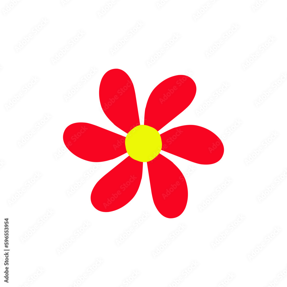 Red flower illustration. Perfect for stickers, icons, logos, poster elements, banners and more Red flower illustration. Perfect for stickers, icons, logos, poster elements, banners and more