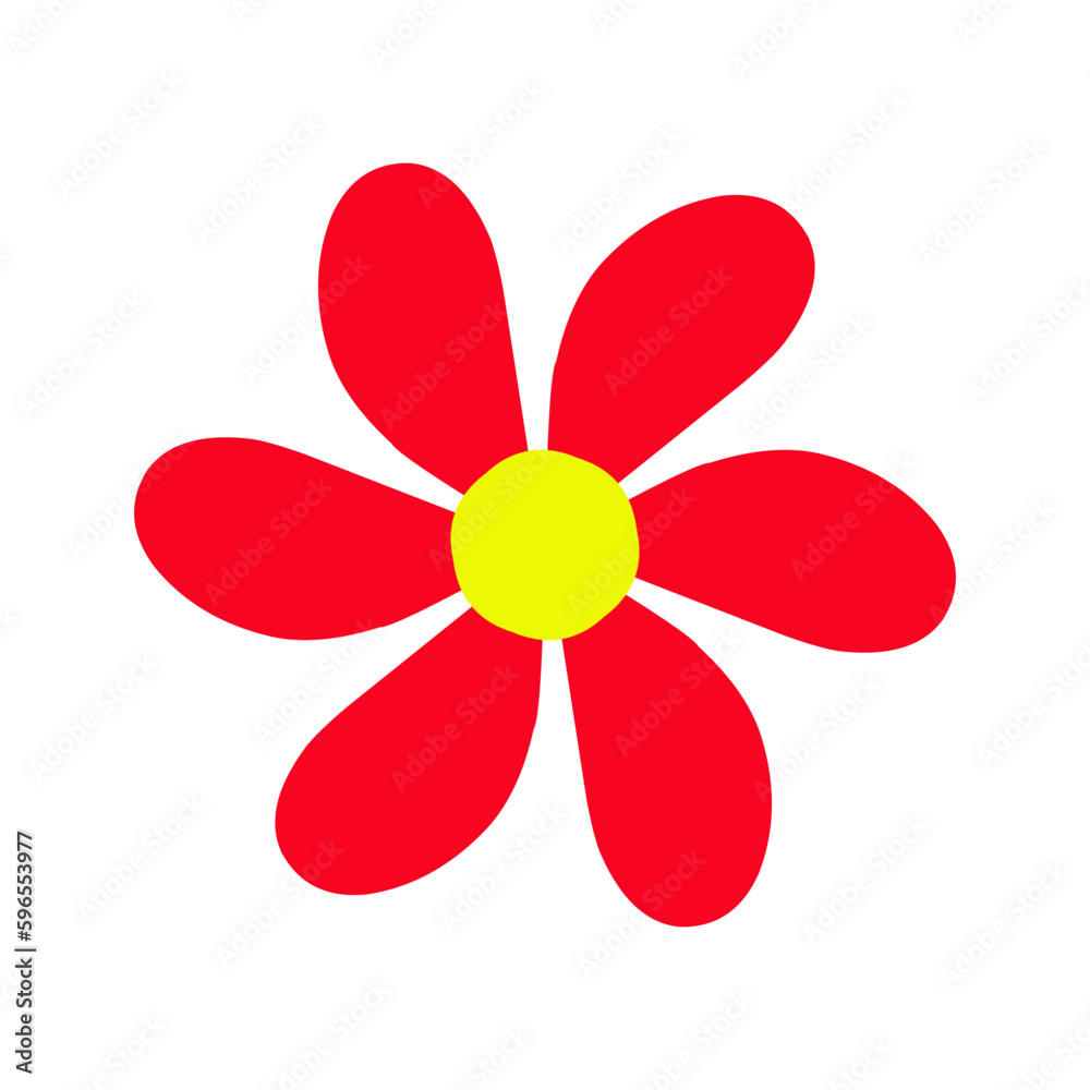 Red flower illustration. Perfect for stickers, icons, logos, poster elements, banners and more Red flower illustration. Perfect for stickers, icons, logos, poster elements, banners and more