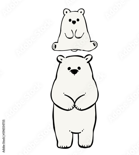 白クマの親子のイラスト