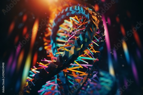 Colorful 3D DNA on a background. Generative AI