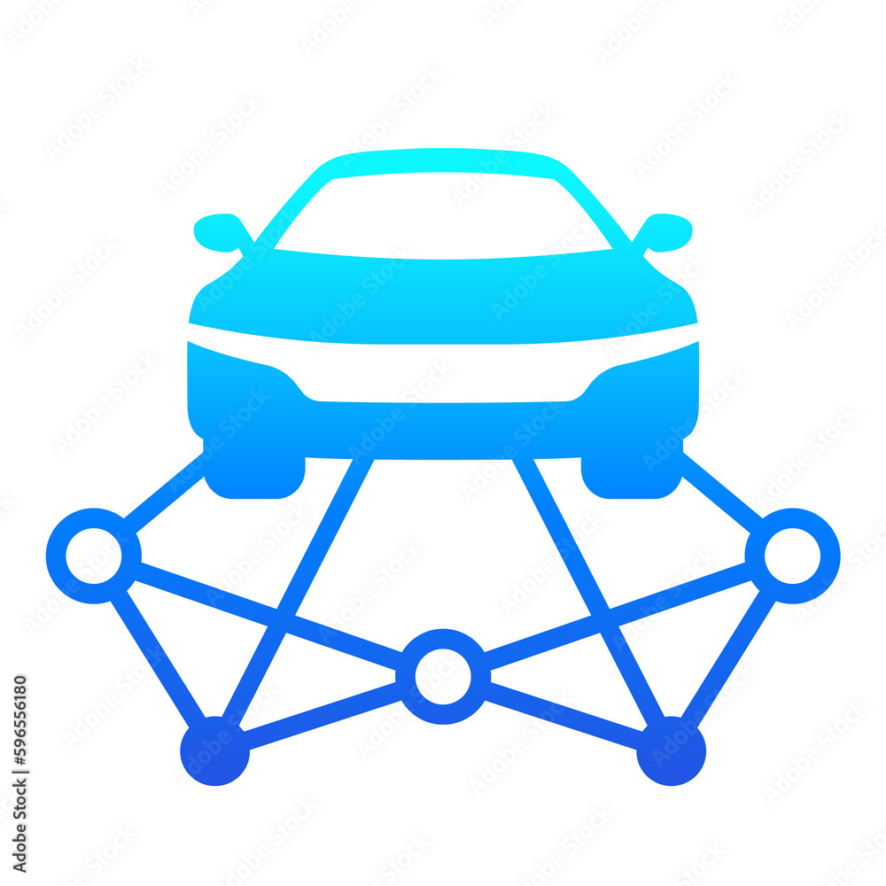 carsharing icon with car and routes carsharing icon with car and routes