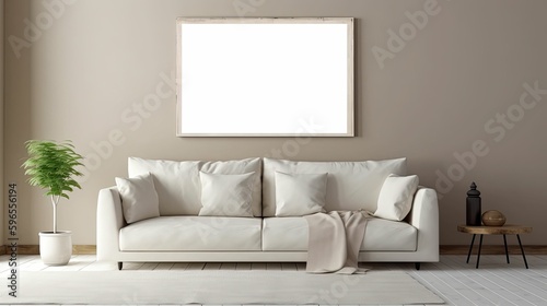 frame mockup in modern living room interior, Generative AI