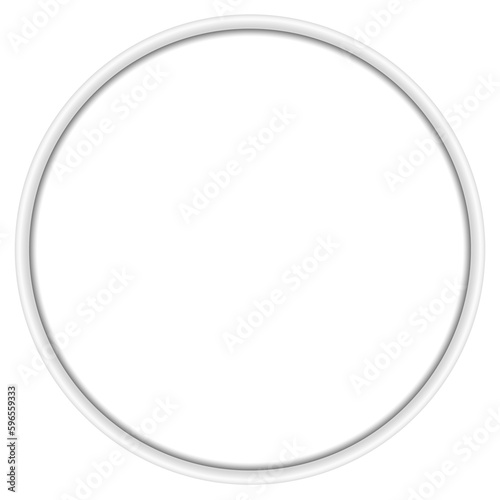 Realistic illustration of black and white circular frame with shadow on transparent background