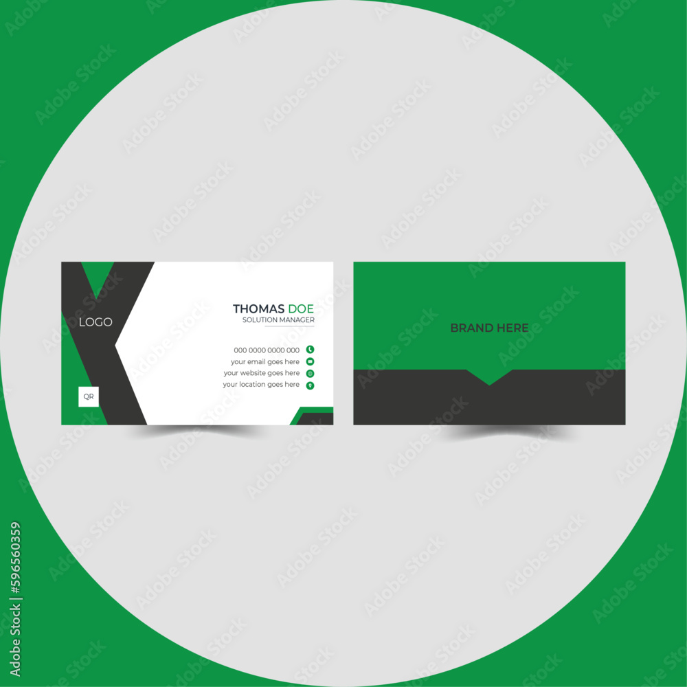 Double side business card design template. corporate business card design with bleed area. modern shapes and green with white color design template. Double side business card design template. corporate business card design with bleed area. modern shapes and green with white color design template.