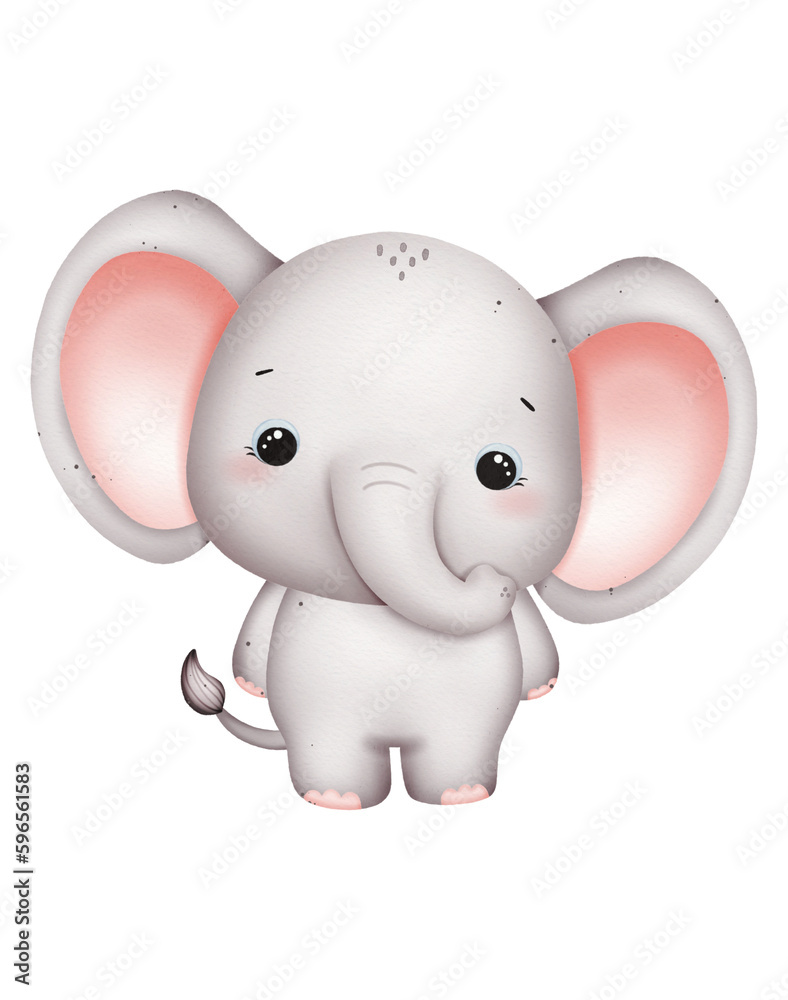 Cute baby elephant watercolor