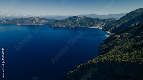 The high view of Butterfly valley deep gorge Fethiye Turkey.