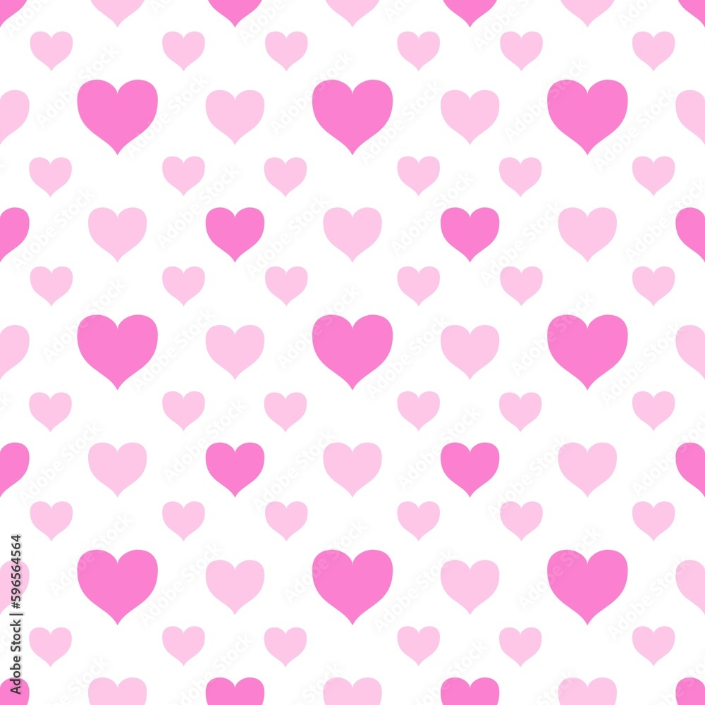 Seamless pattern with hearts on white background.