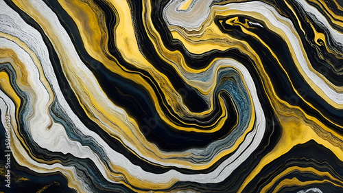 Abstract Painting Gold Silver and Black Marble Agate Wallpaper | AI Generated
