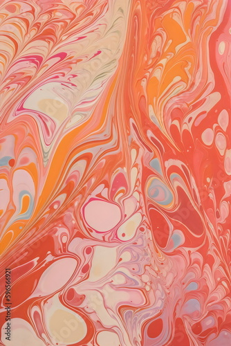 marbled paint abstract pattern pink and orange hippy background, made with generative ai