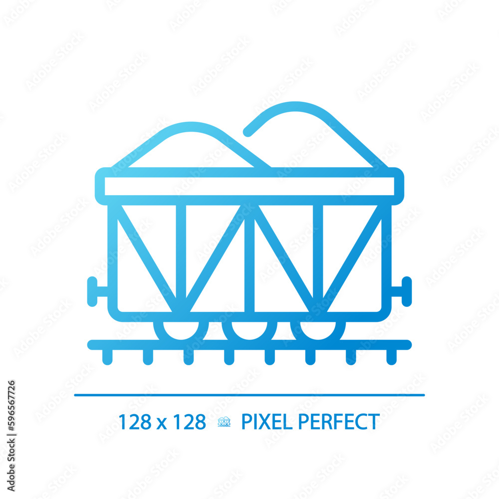 Open wagon pixel perfect gradient linear vector icon. Rail gondola ...