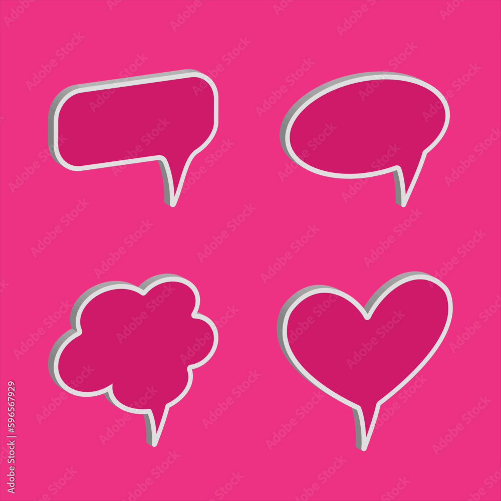 Vector set of 3d speech bubbles. Vector set of 3d speech bubbles.