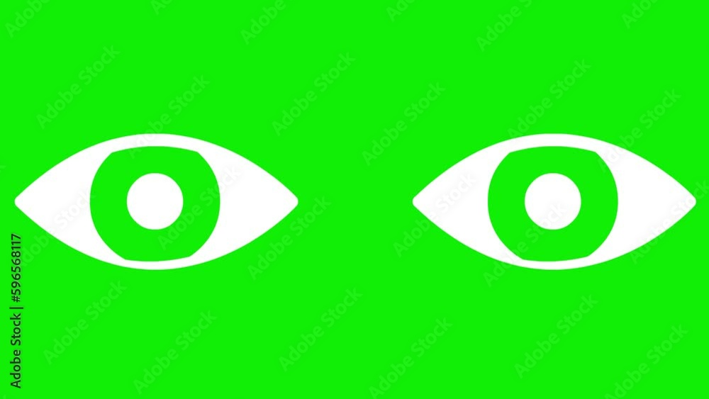 Animated white eyes are closing. blinks an eyes. Flat icon. Looped video. Vector illustration on green background. Animated white eyes are closing. blinks an eyes. Flat icon. Looped video. Vector illustration on green background.