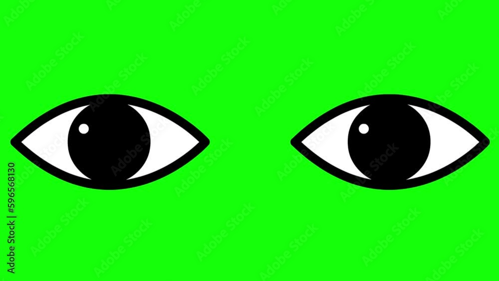 Animated black two eyes are closing. blinks an eyes. Flat icon. Looped video. Vector illustration on green background. Animated black two eyes are closing. blinks an eyes. Flat icon. Looped video. Vector illustration on green background.