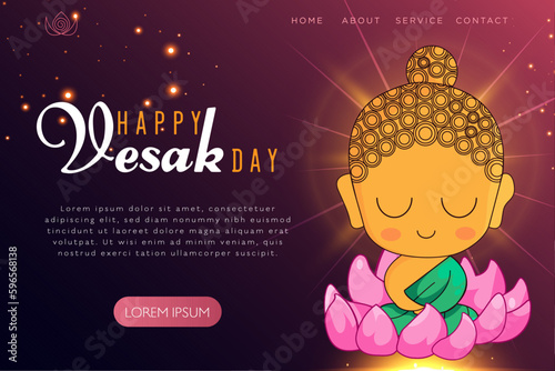 Vesak Day Hand Drawn Social media template Buddha Purnima
