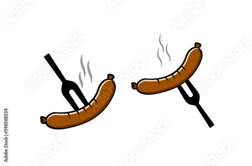sausage barbecue with fork logo icon