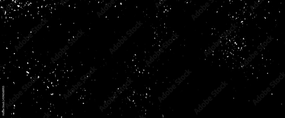 Flying dust particles on a black background, abstract real dust floating over black background for overlay, night sky graphic resources star on snow effect background