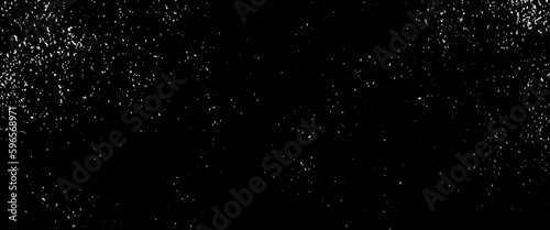 Flying dust particles on a black background, abstract real dust floating over black background for overlay, night sky graphic resources star on snow effect background