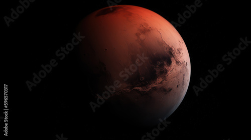 Minimalist representation of Mars, the Red Planet in outer space, generative ai