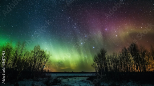 aurora in the sky. Generative Ai © Shades3d