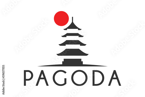 pagoda temple logo design vector icon template 