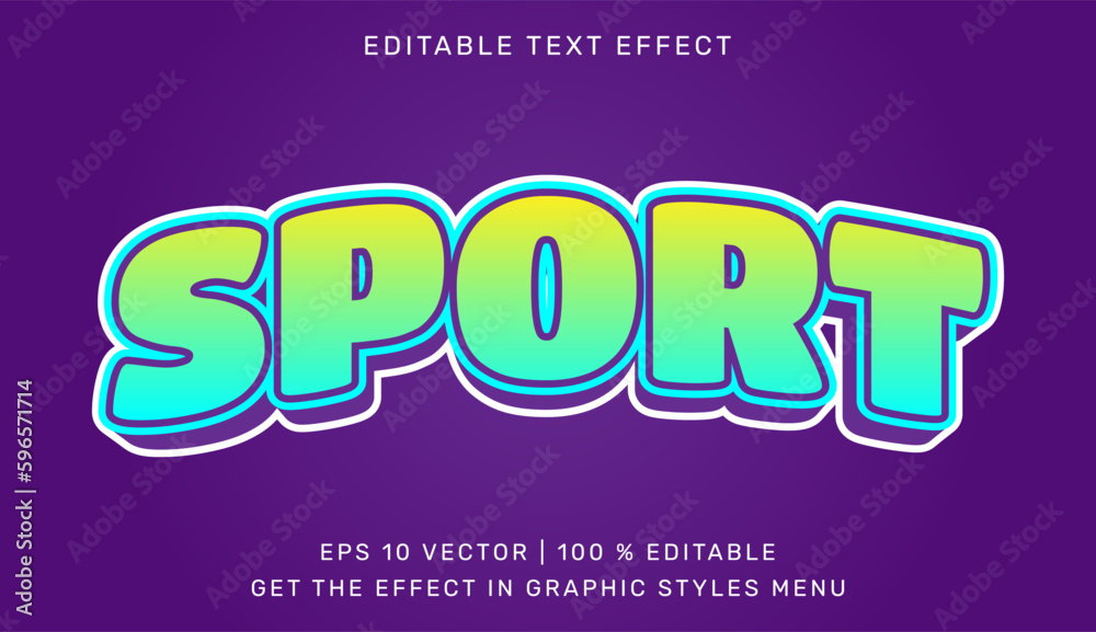 Sport editable text effect template in 3d style Sport editable text effect template in 3d style