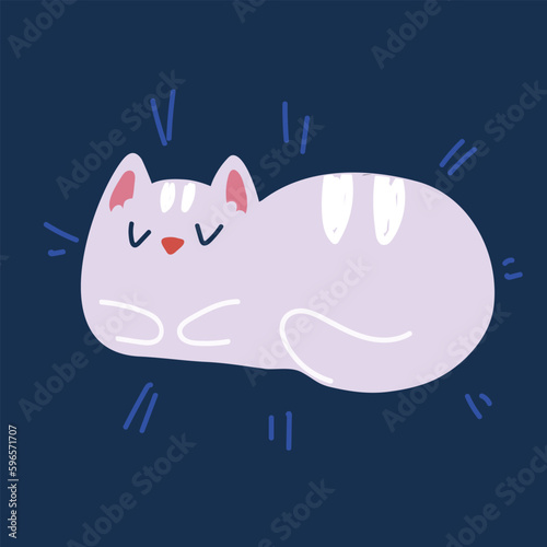 Cartoon vector illustration of cute sleeping cat