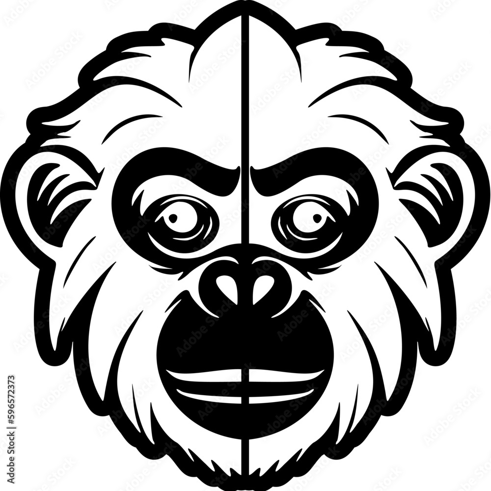 A beautifully isolated black monkey vector logo is presented on a background of pure white.
