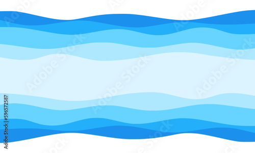 Blue sea wave vector on white background.