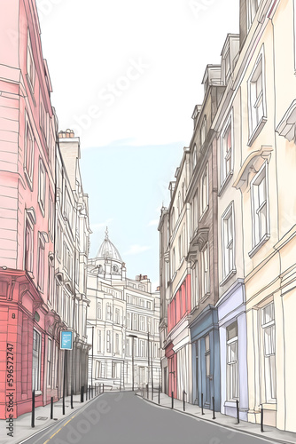 old town street sketch © Valentina
