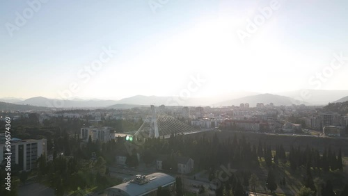 Amazing Aerial View of Millennium Bridge in Podgorica photo