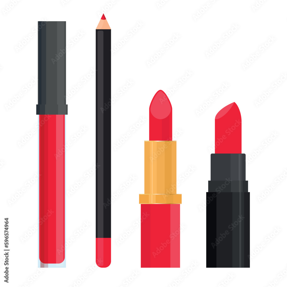 Vector image of lipstick. The concept of makeup and self-care. A bright element of cosmetics for design. Vector image of lipstick. The concept of makeup and self-care. A bright element of cosmetics for design.