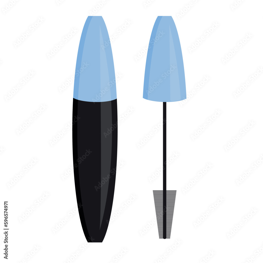 Vector image of mascara. The concept of makeup and self-care. A bright element of cosmetics for design. Vector image of mascara. The concept of makeup and self-care. A bright element of cosmetics for design.