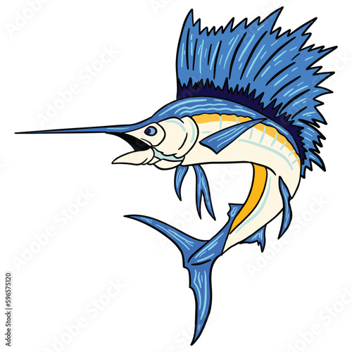 Beautiful Blue Marlin Fish ,good for graphic design resources, posters, banners, templates, prints, coloring books and more.