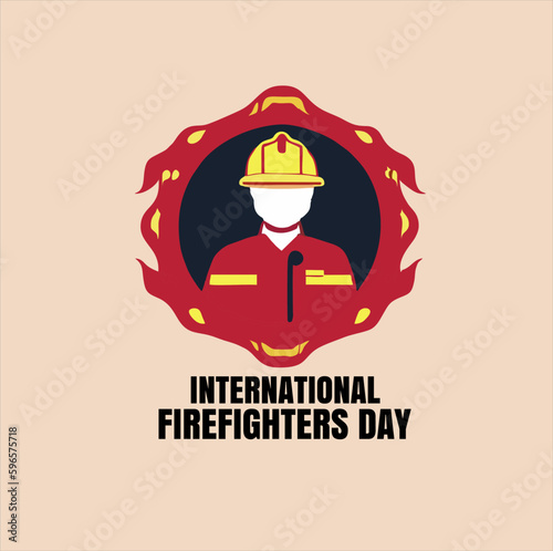 International firefighters day illustration design. firefighter logo icon. May 4th. Template for background, banner, card, poster, shirt banner