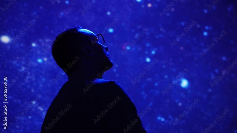 Silhouette of a man with Milky Way starry skies. Silhouette of a man with Milky Way starry skies.