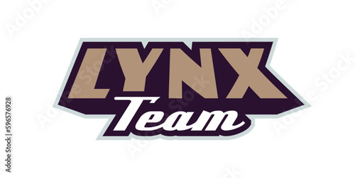 Bold sports font for lynx logo. Text style lettering for esport, lynx mascot logo, sport team, college club. Vector illustration isolated on background