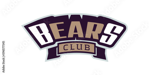 Bold sports font for bear mascot logo. Text style lettering for esport, bear mascot logo, sport team, college club. Font on ribbon. Vector illustration isolated on background