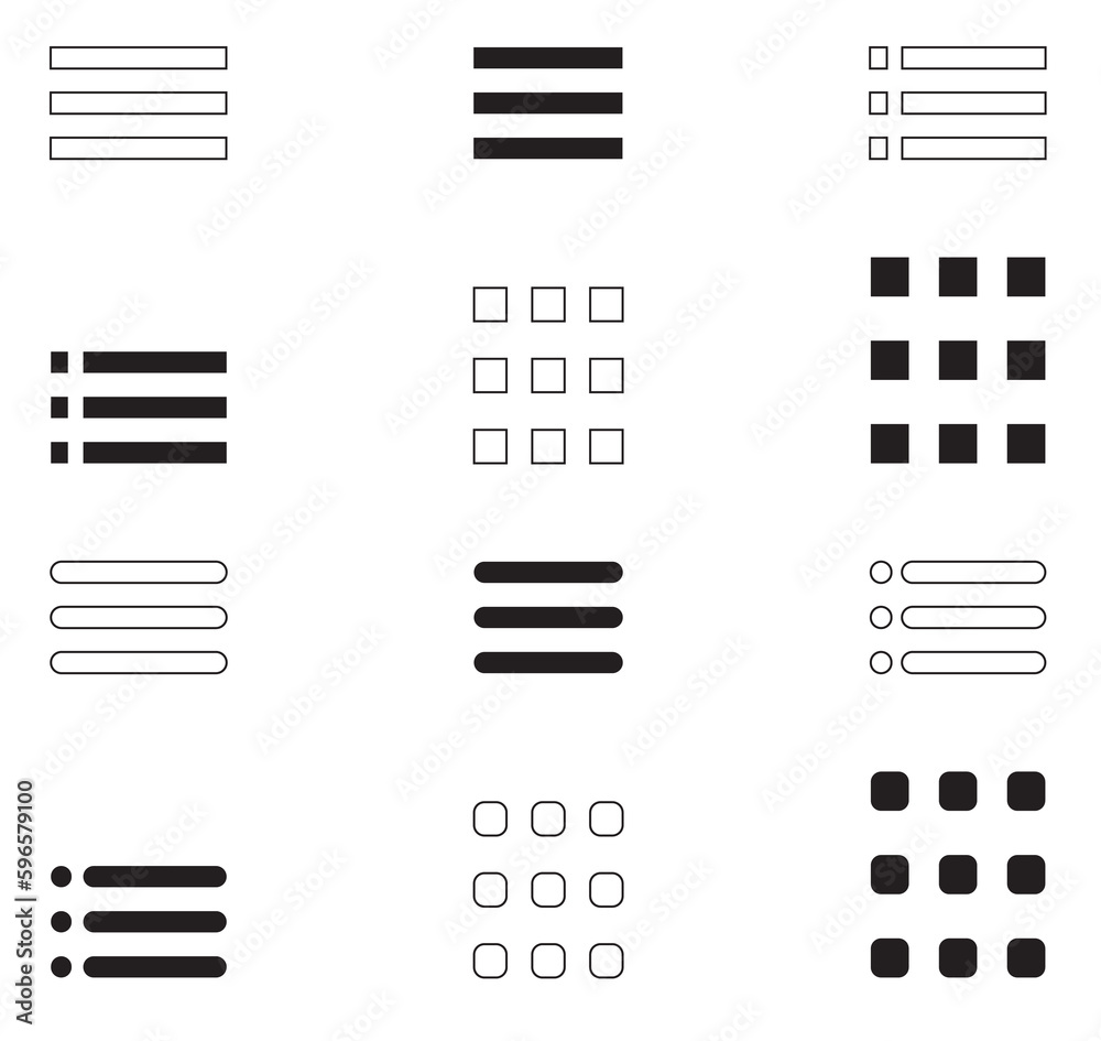 Mobile menu icon set. Website menu navigation icons. Navigation icons Mobile menu icon set. Website menu navigation icons. Navigation icons