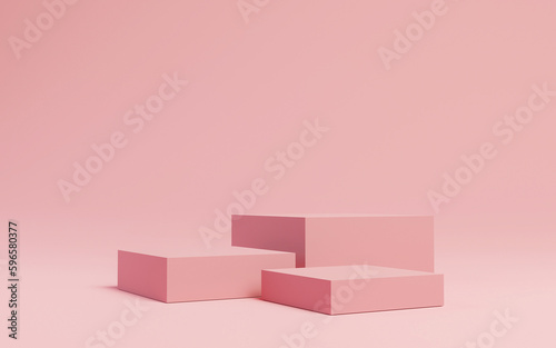 Podiums pink pastel colors, abstract background, Empty showcase for cosmetic product, Showcase, Stage for the awards ceremony, mockup, display case. 3d render, Minimal, geometric