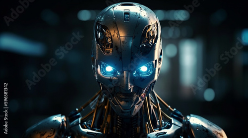 Artificial intelligence robot. Futuristic cyborg technology. Android mind, intellect innovation. Generative AI © tanyastock