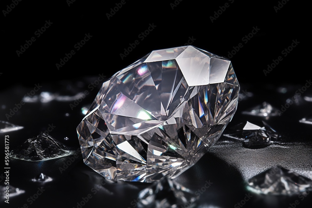 Diamond on black background. Generative ai Diamond on black background. Generative ai