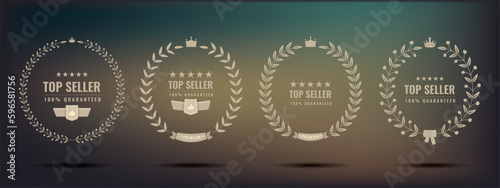 Set of award label or wreath bestseller symbol